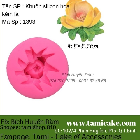 Khuôn silicon hoa kèm lá 1393