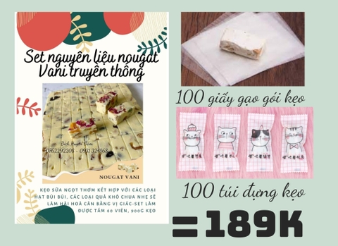 Set kẹo nougat kèm túi đựng kẹo và giấy gạo gói kẹo