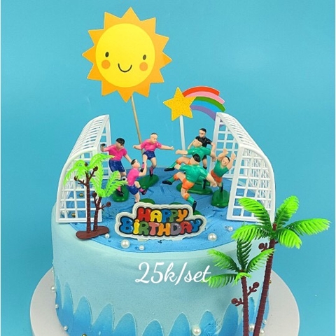 Mô hình Cầu Thủ Bóng Đá, Khung Thành trang trí bánh kem, phụ kiện bánh sinh nhật, đồ trang trí bánh kem