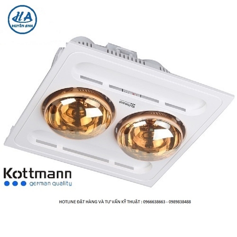 Đèn sưởi Kottmann 2 bóng âm trần - công tắc K9-S