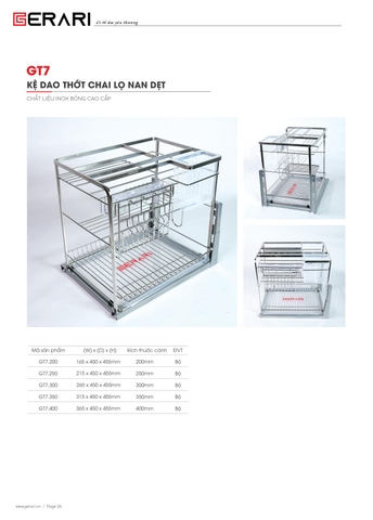 Kệ dao thớt chai lọ nan dẹt (Inox 304 bóng cao cấp)