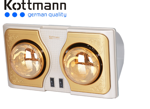 Đèn sưởi nhà tắm Kottmann 2 bóng vàng K2B-H (2 công tắc)