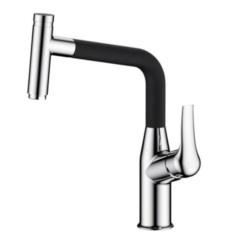 Vòi rửa bát nóng lạnh rút dây chất liệu đồng mạ đen Geler GL-289B