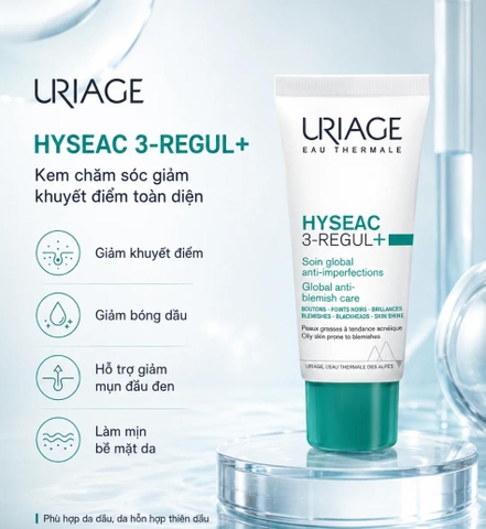 Kem giảm mụn trứng cá Uriage Hyséac 3-Regul Soin Global Anti-Imperfections 40ml
