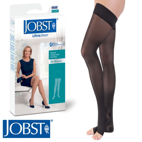 Vớ đùi JOBST ULTRASHEER siêu mỏng, màu đen, hở ngón - Hỗ trợ điều trị suy giãn tĩnh mạch