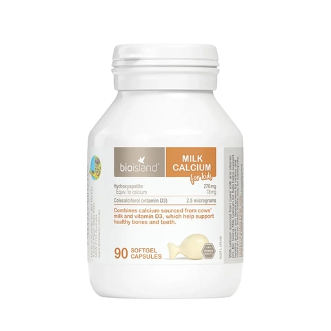 Viên bổ sung canxi cho trẻ Milk Calcium For Kids Bio Island hộp 90 viên