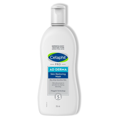 Sữa tắm cho da chàm, khô ngứa Cetaphil AD Derma Skin Restoring Wash 295ml