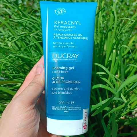 Gel rửa mặt cho da nhờn mụn Ducray Keracnyl Gel Moussant 200ml