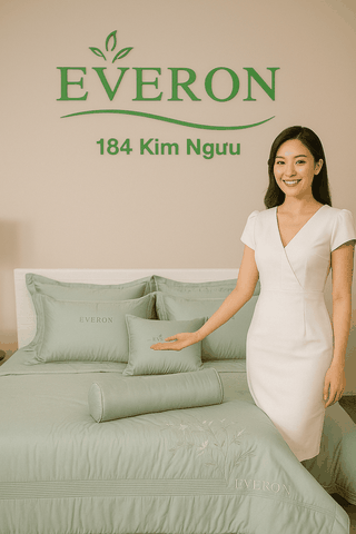 Bộ chăn ga Everon mầu xanh 