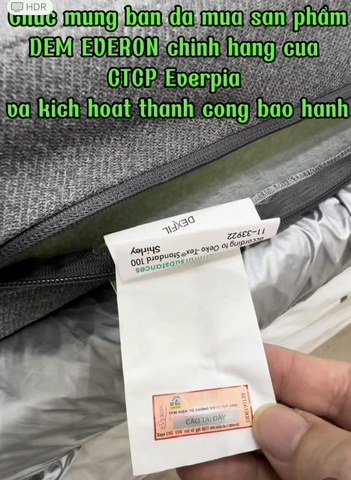 Mã cào kích hoạt bảo hành và tin nhắn chúc mừng của tổng đài Everon