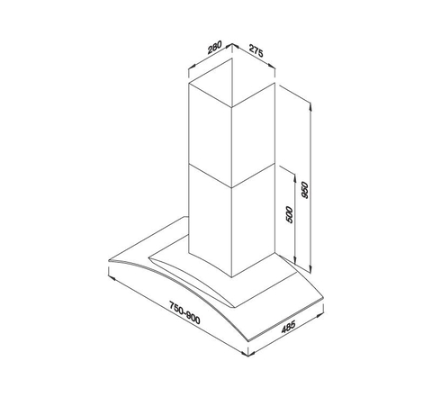 Máy hút khử mùi áp tường MC 9081-750 NEW