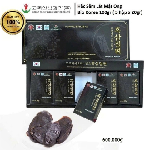 Hắc Sâm Lát Mật Ong Hàn Quốc Bio Korea 5hộp x 20gr