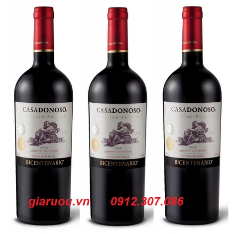 BÁN VANG CHILE CASADONOSO BICENTENARIO GRAN RESERVA CABERNET GIÁ RẺ