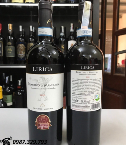 CHẤT LƯỢNG VÀ GIÁ CỰC TỐT- VANG Ý LIRICA PRIMITIVO DI MANDURIA