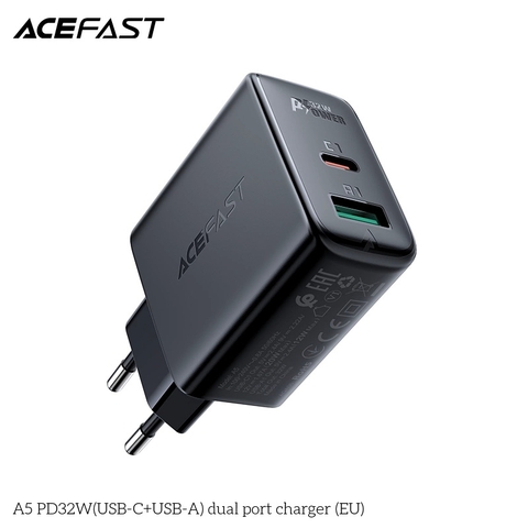 Sạc ACEFAST PD3.0 32W 2 cổng USB-C+USB-A (EU) - A5