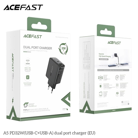 Sạc ACEFAST PD3.0 32W 2 cổng USB-C+USB-A (EU) - A5
