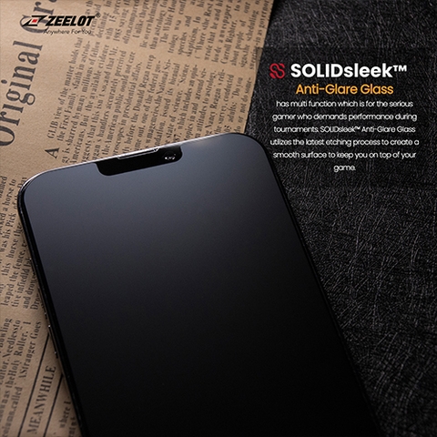 CƯỜNG LỰC IPHONE 13 PRO MAX ZEELOT SOLIDSLEEK DÁN CHỐNG VÂN TAY VIỀN ĐEN
