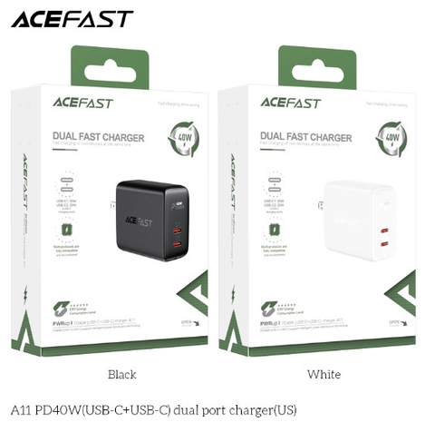 Sạc ACEFAST PD3.0 40W 2 cổng USB-C (US) - A11