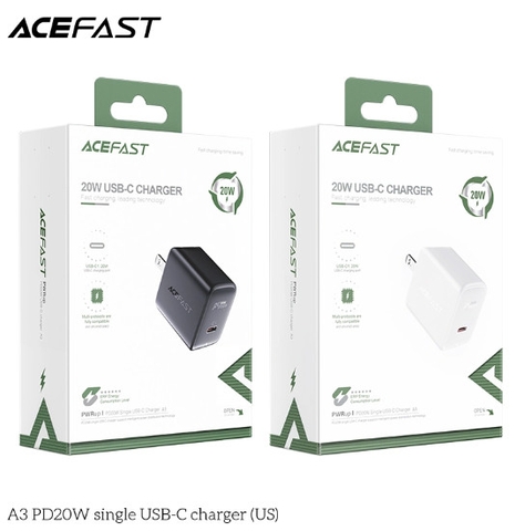 Sạc ACEFAST PD3.0 20W 1 cổng USB-C (US) - A3