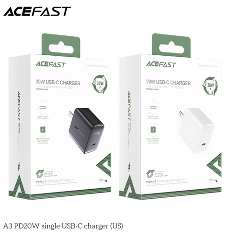 Sạc ACEFAST PD3.0 20W 1 cổng USB-C (US) - A3