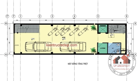 Mẫu nhà văn phòng 9 tầng kết hợp nhà ở - Mặt tiền 6m