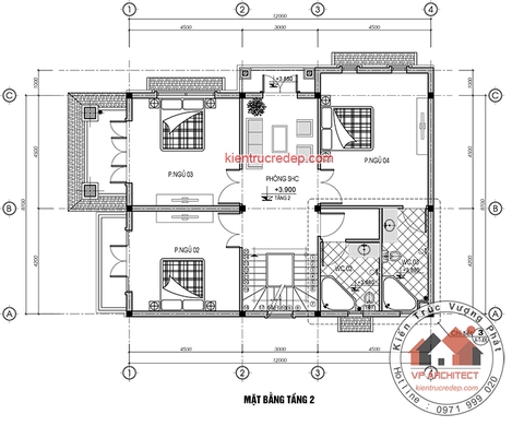 Mẫu Biệt thự 3 tầng - Mặt Tiền 8,7m