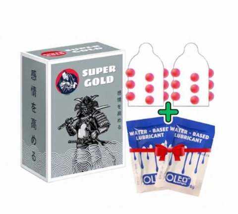 Bao cao su super gold bi + 2 gói gel bôi trơn