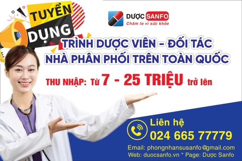 TUYỂN TRÌNH DƯỢC VIÊN, ĐỐI TÁC, NHÀ PHÂN PHỐI TRÊN TOÀN QUỐC  