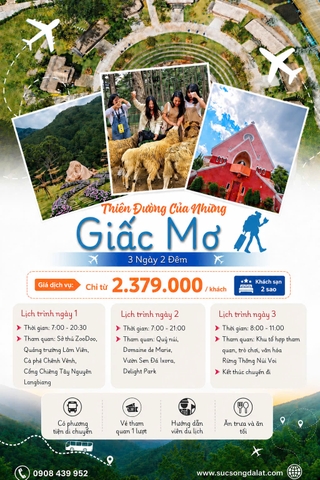 TOUR ĐÀ LẠT 3 NGÀY 2 ĐÊM - Thiên đường của những giấc mơ