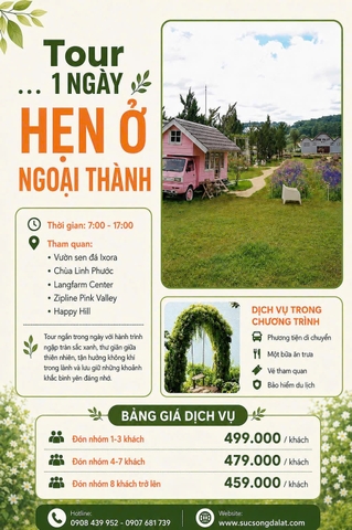 Tour 1 Ngày : Hẹn ở Ngoại Thành
