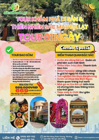 TOUR SẮC MÀU ĐÀ LẠT: KHÁM PHÁ DI SẢN & THIÊN NHIÊN I TOUR 1 NGÀY