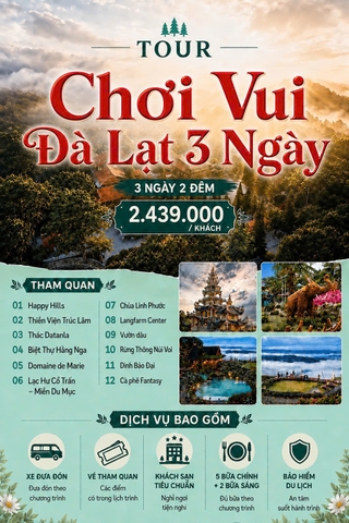 Tour 3N2D Chơi Vui Đà Lạt 3 Ngày