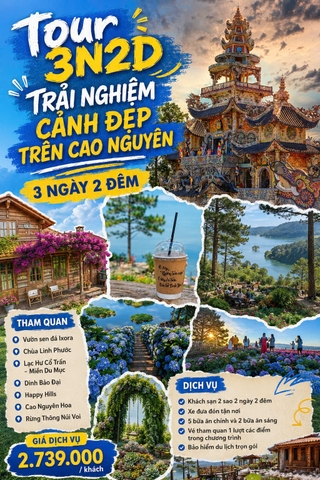 Tour 3N2D Trải Nghiệm Cảnh Đẹp Trên Cao Nguyên