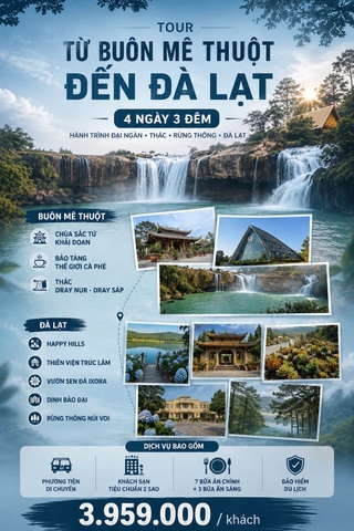 Tour 4N3D Từ Buôn Mê Thuột Đến Đà Lạt