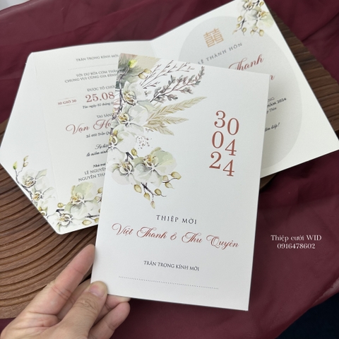 416 CN - Thiệp hoa lan trắng sang trọng