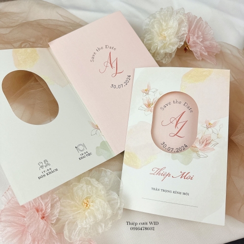 Oval 450 - Thiệp họa tiết hoa nước loang tone hồng nhẹ nhàng