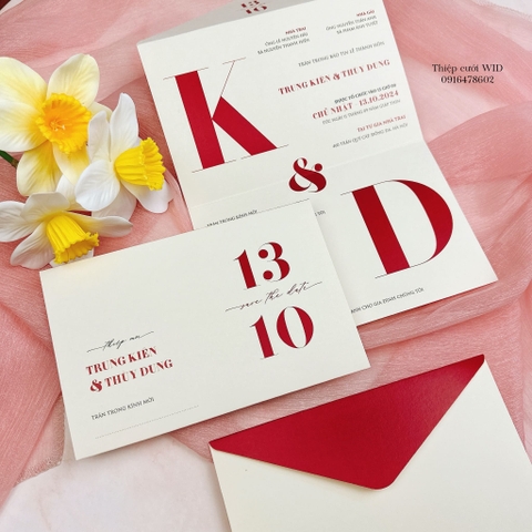 453 CN - Thiệp đỏ theo thiết kế tối giản