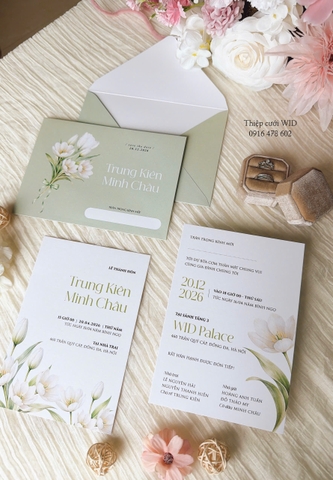 PB 539 - Thiệp hoa Tuylip trắng xanh