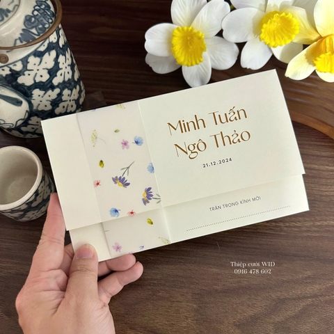 Ngang 459 - Thiệp hoa nhí sắc hồng Vintage