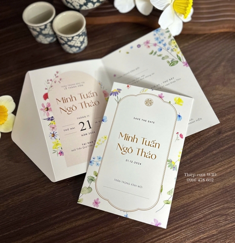 459 CN  - Thiệp hoa nhí sắc hồng nổi bật, trang nhã