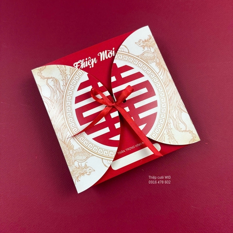 Thiệp 3D nổi chibi tone đỏ hiện đại