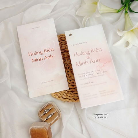 3 lá 532 - Thiệp hồng loang vân đá hiện đại