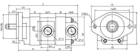 Parker Commercial Permco Metaris P365 hydraulic gear pump and motor