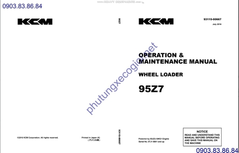 OPERATION & MAINTENANCE MANUAL 95Z7 Powered BY ISUZU 6WG1