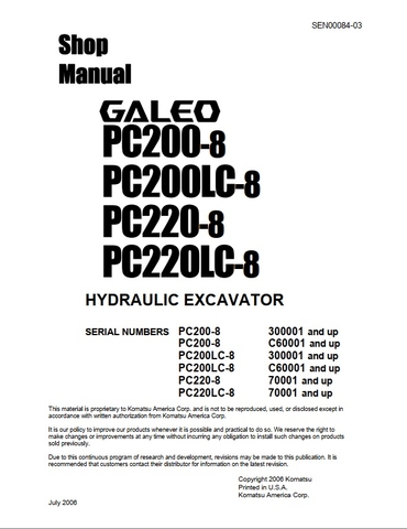 Shop Manual Komatsu GALEO PC200-8