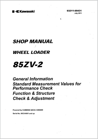 SHOP MANUAL WHEEL LOADER 85ZV-2 Powered by Cummins QSC8.3 Engine