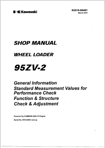 SHOP MANUAL WHEEL LOADER 95ZV-2 Powered by Cummins QSX15 Engine