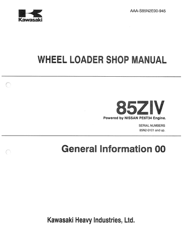 WHEEL LOADER SHOP MANUAL 85ZIV Powered BY NISSAN PE6T34 ENGINE