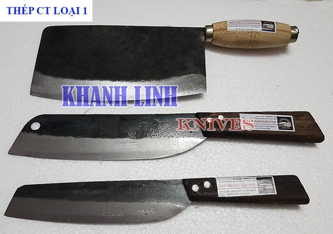 Bộ dao nhà bếp số 8 Đa Sỹ - Khánh Linh làm bằng thép loại 1 (Dao phở thái, Dao bài thái, dao chuối bột)