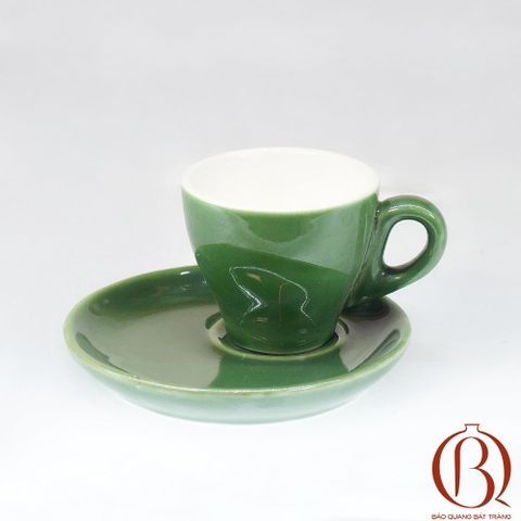 Cốc Espresso Men Lục Lòng Trắng